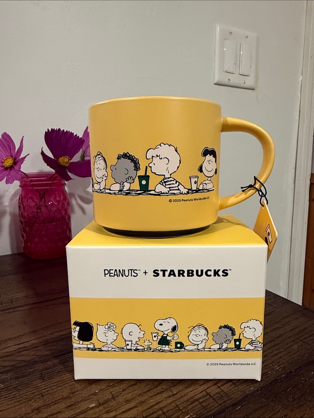 Starbucks Yellow Peanuts Ceramic Mug 14oz